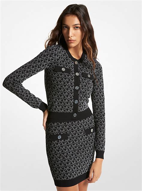 michael kors logo jacquard cardigan|Michael Kors sleeveless turtleneck sweater.